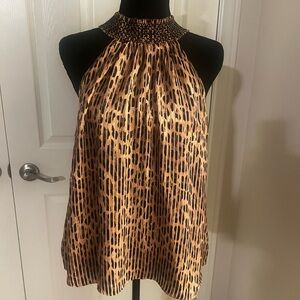Alice and Olivia halter top in cheetah print